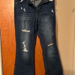 Rue21 Navy Distressed Boot Cut Jeans
